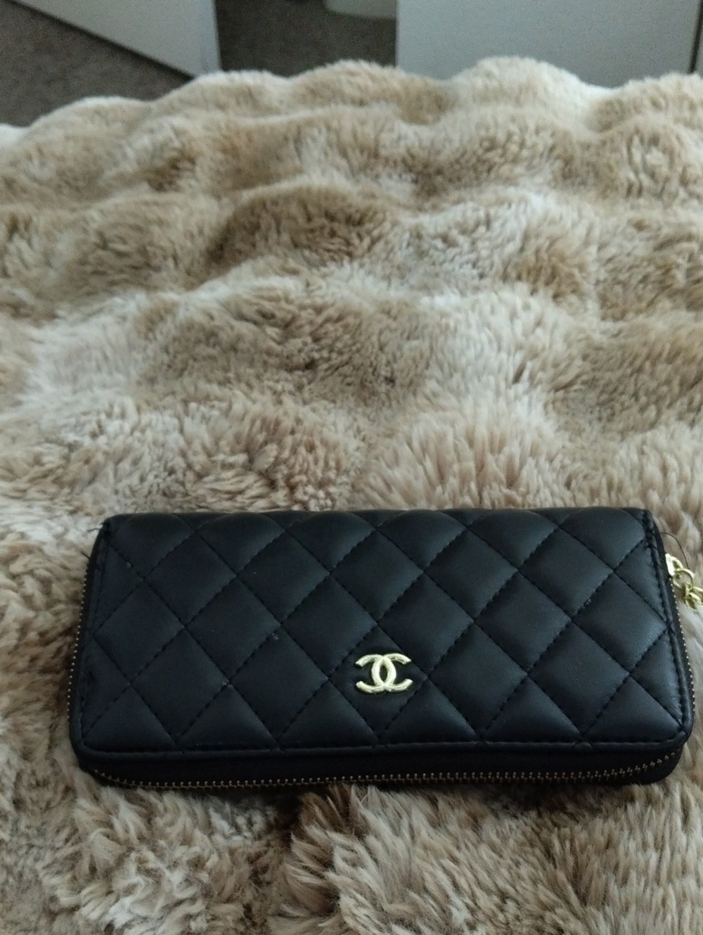 Chanel Black Quilted Zip-Around Wallet
